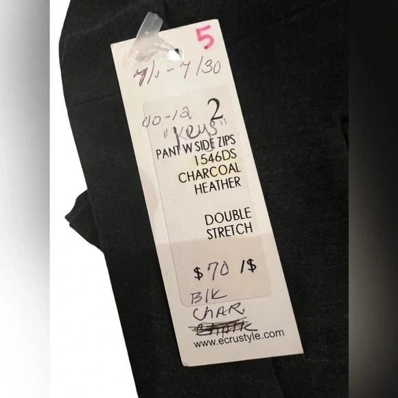 NWT Ecru Charcoal Heather Pants with Side Zips - Picture 3 of 7
